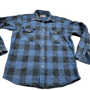 Red Head Flannel Shirt Mens XLT Blue Button Up Long Slv Pockets Heavy Shacket